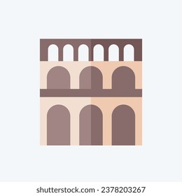 Icon Pont Du Gard. related to France symbol. flat style. simple design editable. simple illustration