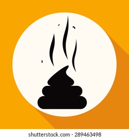 Icon Poo on white circle with a long shadow