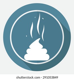 Icon Poo on white circle with a long shadow