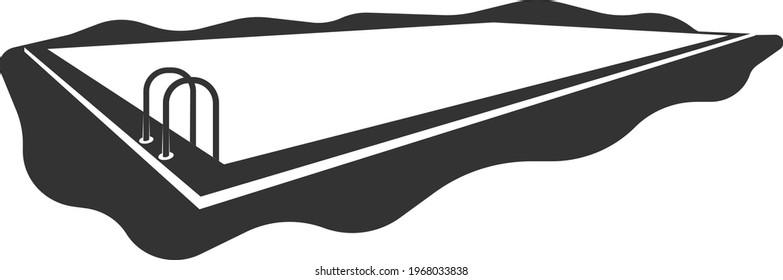 Icon of a pool filled with water. Vector image isolated on a white background. Flat icon in black style.