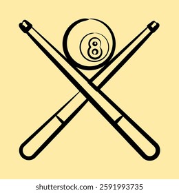 Icon pool game. Sports elements. Icon in hand drawn style.