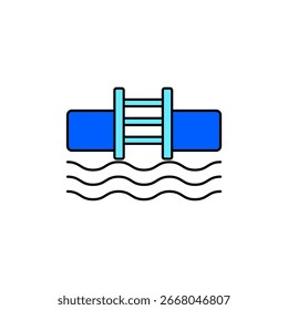 Icono de una piscina, aislado contra un fondo limpio.