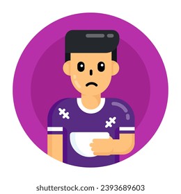 Icon of poor child beggar in flat round design