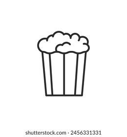 Icon of a popcorn container, commonly associated with movie and snacking during film screenings or events. Ideal for use in cinema, entertainment, and food-related designs. Vector illustration.
