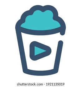 icon popcorn movie using filled line style and blue color