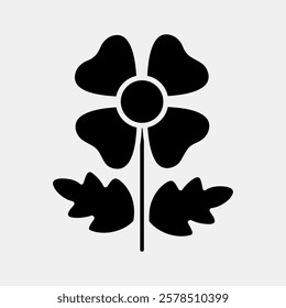 Icon poppy. Beautiful flowers elements. Icon in glyph style.