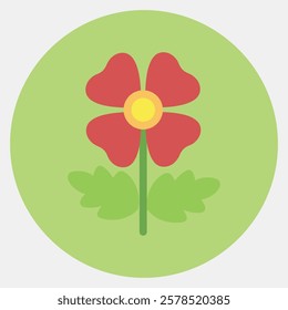 Icon poppy. Beautiful flowers elements. Icon in color mate style.