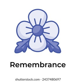 An icon of poppy flower showing concept icon of remembrance day