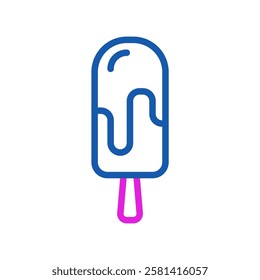 Icon of popsicle with melting part line art style