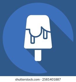 Icon Popsicle. related to Kindergarten symbol. long shadow style. design editable