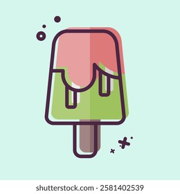 Icon Popsicle. related to Kindergarten symbol. MBE style. design editable