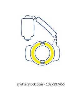 Icono del flash de macro circular portátil. Diseño delgado de línea. Ilustración vectorial.