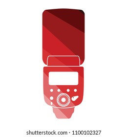 Icon of portable photo flash. Flat color design. Vector illustration.