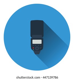 Icon of portable photo flash. Flat color design. Vector illustration.