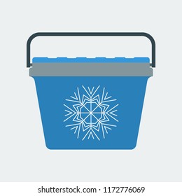 Icon portable portable refrigerator for mobile or web design. Freezer, ice cooler. Flat style.