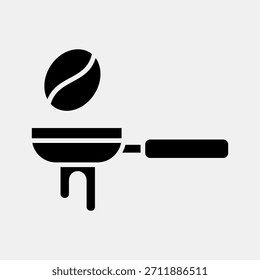 Portafiltro de iconos. Elementos de cafetería. Icono en estilo glifo.