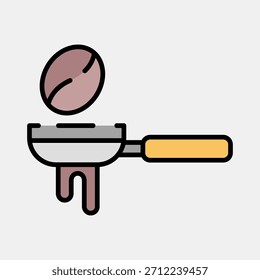 Symbol-Portafilter. Elemente der Kaffeestube. Symbol im ausgefüllten Linienstil.