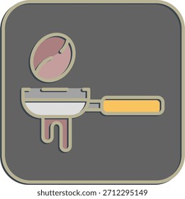 Portafiltro de iconos. Elementos de cafetería. Icono en estilo en relieve.