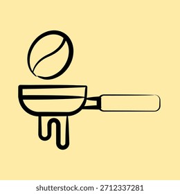Icon portafilter. Coffee shop elements. Icon in hand drawn style.