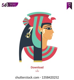 Icon portrait Cleopatra. Vector illustration on white background