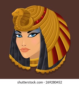 Icon portrait Cleopatra. Vector illustration