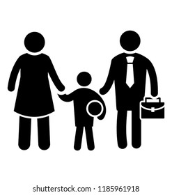 Icon portraying a couple with their son giving idea of  family picnic