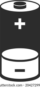 The icon of the positive and negative battery charge. Battery charge indicator. Flat vector illustration on a white background. Battery icon for web design, applications.
