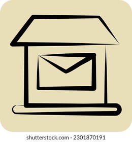 Icon Post Office. suitable for education symbol. hand drawn style. simple design editable. design template