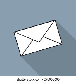 Icon postal envelope with a long shadow