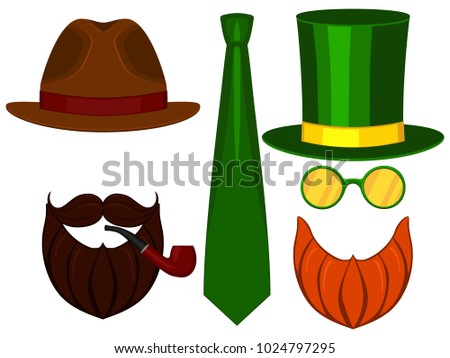 Icon poster man father day avatar set hat glasess mustache smoking pipe beard tie. Hipster fashion vector illustration gift card certificate banner sticker badge stamp logo, label.