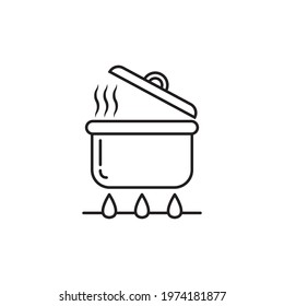 icon of pot on stove in flat style, vector illustration