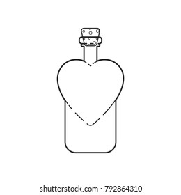 Icon potion bottle heart shaped with cork in line style