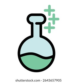 icon of a potion bottle with three plus signs floating above it, symbolizing health, healing