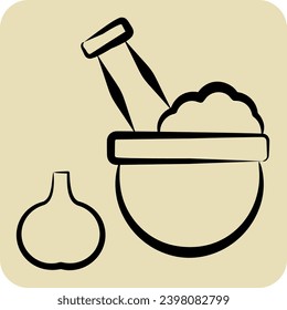 Icon Pound Mortar. related to Cooking symbol. hand drawn style. simple design editable. simple illustration
