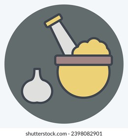 Icon Pound Mortar. related to Cooking symbol. color mate style. simple design editable. simple illustration
