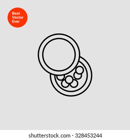 Icon of powder balls in open case with cover
