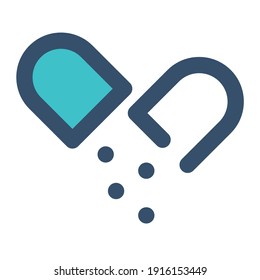 cápsula de icono en polvo con estilo de línea rellena y color azul