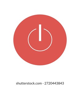 icon Power Button Symbol or Start Icon on Red Circular Background (Simbol Tombol Power atau Ikon Start dengan Latar Belakang Lingkaran Merah)