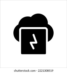 Icon Power Glyph, Cloud Computing, Flat Icon Logo Illustration Vector Isolated. Suitable for Web Design, Logo, App. 