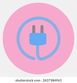 Icon power plug. Renewable energy elements. Icon in color mate style.