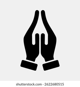 Icon prayer. Buddhism and vesak elements. Icon in glyph style.