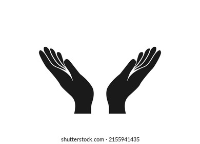 Icon prayer hands. Concept of pray, support and care. Flat style minimal logotype graphic art design isolated on white background. Vector illustration.