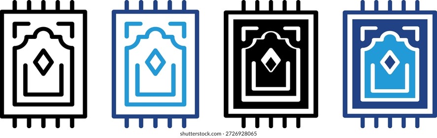 El icono del elemento de la alfombra de oración como símbolo de una base de culto para los musulmanes que llevan a cabo rituales religiosos.
