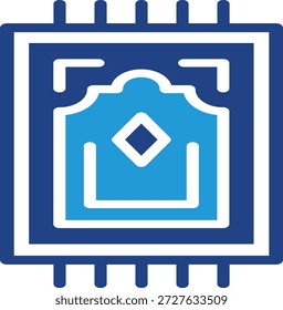 El icono del elemento de la alfombra de oración como símbolo de una base de culto para los musulmanes que llevan a cabo rituales religiosos.