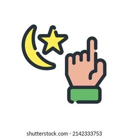 icon of praying in the month of ramadan. vector illustration on white background