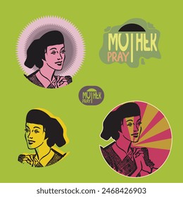 
icon of a praying mother with a simple but charming design in vector format.