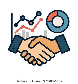 Icon Predictive Diplomacy: Um ícone de handshake apoiado pela análise de dados que prevê a cooperação em conflitos.