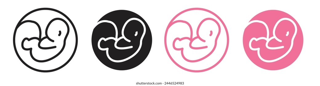 Icon of Pregnant Woman with Baby Embryo Symbolizing Motherhood and Childbearing