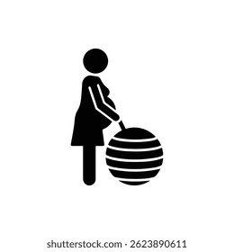 Ícone mulher grávida usando bola de nascimento