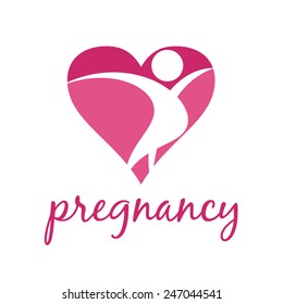Icon of pregnant women in heart .Vector